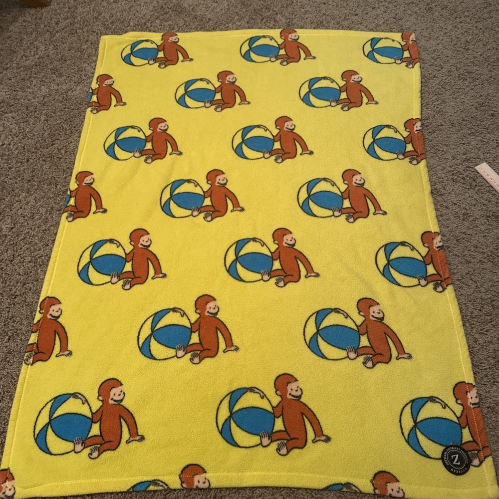 Zoobles Curious George Yellow Blanket -Blanket Only